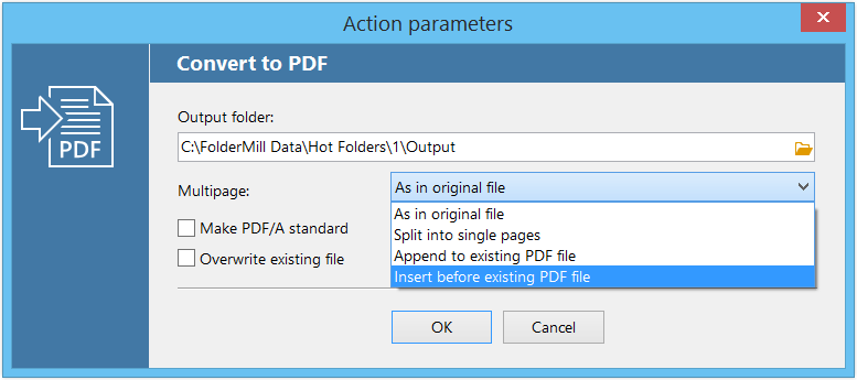 Złączanie PDF z FolderMill – wklej nowe pliki na początek albo na koniec pliku PDF