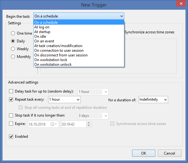 Konwersja wyzwalacza z XPS (*.xps, *.oxps) do JPG w Windows Task Scheduler