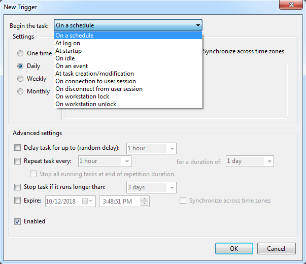 Konwersja wyzwalacza z XPS (*.xps, *.oxps) do JPG w Windows Task Scheduler